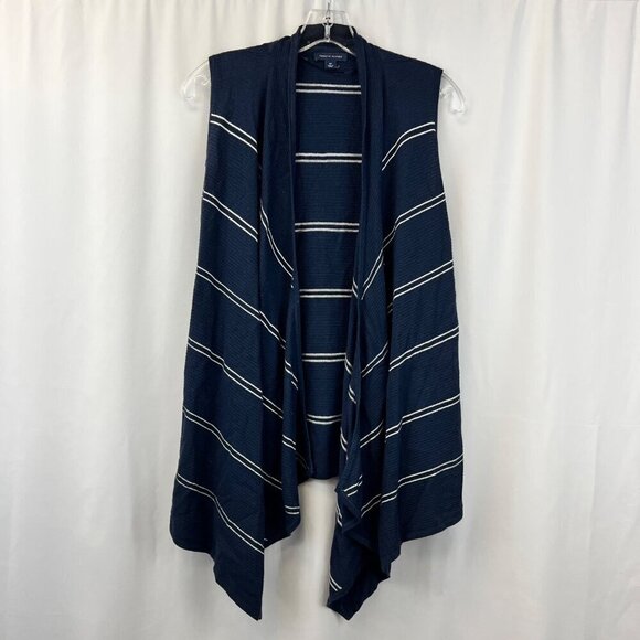 Tommy Hilfiger Womens Open Front Knit Sleeveless Cardigan Navy/White Size S/P - Picture 1 of 8